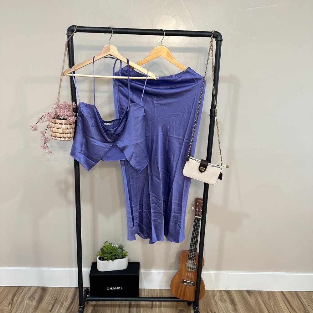 Reformation Beba Silk Two Piece in Jacaranda - Picture 1 of 7